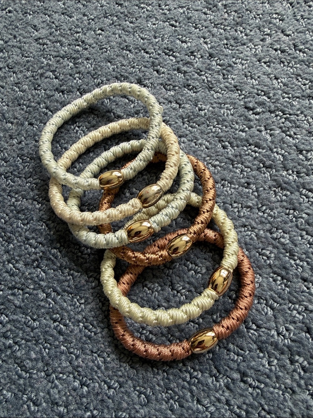 Neutral Tone Wrapped Bracelet Set with Gold Accent